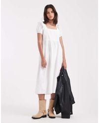 Wednesday's Girl - Wednesdays Girl Poplin Ruffle Tie Back Midaxi Dress - Lyst