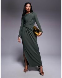 ASOS - Long Sleeve Drape Maxi Dress - Lyst