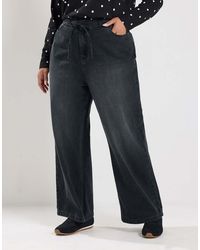 Yours Clothing - Tie Waist Wide Leg Jeans - Lyst