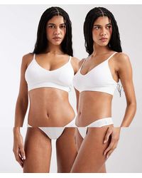 Pieces - 2 Pack Pointelle Thong - Lyst