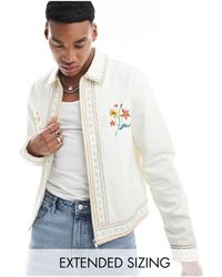 ASOS - Cropped Harrington Jacket With Embroidery - Lyst