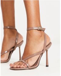 Schuh - Sophine - sandales ultra brillantes à talon et brides - taupe - Lyst
