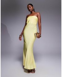 ASOS - Satin Trapeze Bandeau Maxi Dress With Bow Back Detail - Lyst