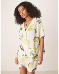ASOS - Camisa Extragrande Con Estampado De Limones Y Cuello De Solapas De (Parte De Un Conjunto) - Lyst