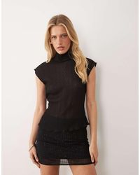 ASOS - Chiffon Plisse Funnel Neck Blouse - Lyst