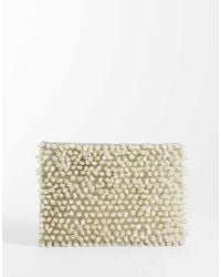 ASOS - Pochette Color Crema Con Perline E Zip Sulla Parte Superiore - Lyst
