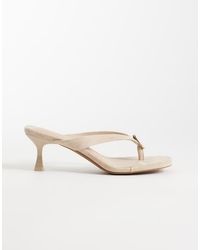 Threadbare - Faux Suede Toe Thong Kitten Heels With Gold Hardware - Lyst