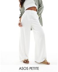 ASOS - Asos Design Petite High Waist Seam Detail Trousers With Linen - Lyst
