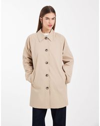 ONLY - – schlichte jacke im trenchcoat-stil mit karierten ärmeln - Lyst