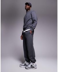 ASOS - Joggers Negro Lavado Extragrandes De Tejido Grueso De 400 G/M2 Premium De -Gris - Lyst