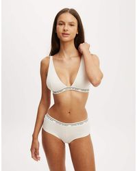 Cotton On - Branded Cotton Plunge Triangle Bralette - Lyst