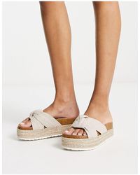 ASOS - Sandalias beis con plataforma plana y detalle anudado teegan - Lyst