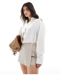 ASOS - – hemdbluse aus leinenmix - Lyst