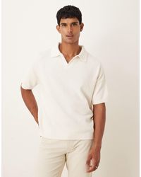 ASOS - Oversized Textured Knit Notch Neck Polo - Lyst