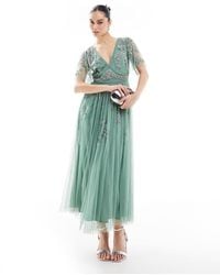 Maya - Embellished Short Sleeve Midi Dress - Lyst