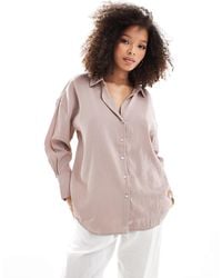 ONLY - – langärmliges, strukturiertes oversize-hemd - Lyst