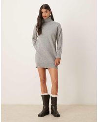 Mango - Roll Neck Knitted Mini Dress - Lyst