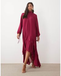 TFNC London - Chiffon High Neck Maxi Dress With Tiered Hem - Lyst