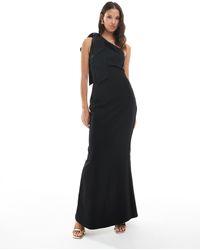 Pretty Lavish - Bridesmaid Crepe One Shoulder Bow Maxi Dress - Lyst