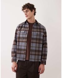 Mango - Geruite Shacket Van Wolmix - Lyst