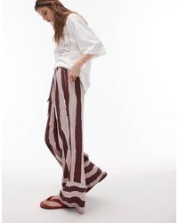 TOPSHOP - Gestreepte Broek Van Linnen Met Rechte Pijpen - Lyst