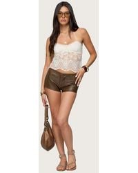 Edikted - Grommet Faux Leather Micro Shorts - Lyst