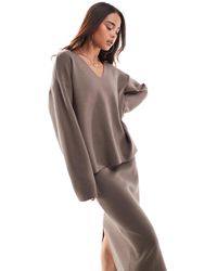 Object - Pull d'ensemble structuré à col v - taupe - Lyst