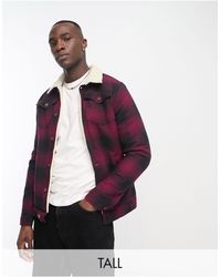 Le Breve - Tall Plaid Jacket With Teddy Collar & Lining - Lyst