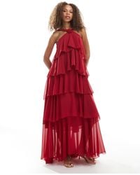 Vero Moda - Felicia Halter Neck Tie Maxi Dress With Corsage Detail - Lyst