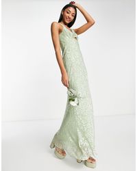 ASOS - Bridesmaid Twist Front Maxi Dress With Floral Devore Detail - Lyst
