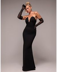 Goddiva - Strapless Super Plunge Diamante Neck Maxi Dress - Lyst