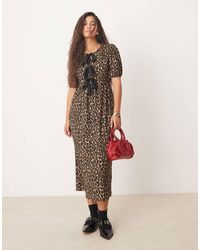 New Look - Midi-Jurk Met Strikken Op De Voorkant - Lyst