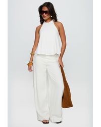 Princess Polly - Silver Moon Linen Blend Tie Waist Detail Wide Leg Pants - Lyst
