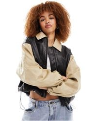 Lioness - Leather Look Contrast Bomber Jacket - Lyst