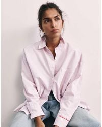Pull&Bear - Embroidered Striped Shirt - Lyst