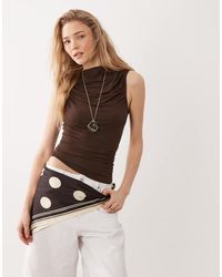 Miss Selfridge - Ruched Front Slash Neck Top - Lyst