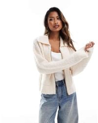 In The Style - Knitted Zip Through Pocket Detail Cardigan - Lyst