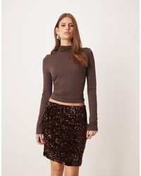 Vila - Sequin Mini Skirt - Lyst