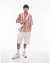 TOPMAN - Short Sleeve Relaxed Striped Crochet Shirt - Lyst