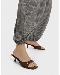 Bershka - Buckle Heeled Mules - Lyst