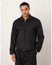 Abercrombie & Fitch - Cropped Vegan Suede Zip Jacket - Lyst