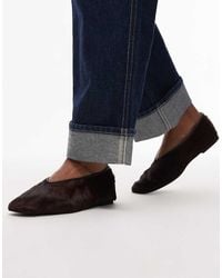 ARKET - Real Leather Cow Hair Oval Shape Ballerina Ballet Pumps - Lyst
