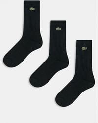 Lacoste - Pack De 3 Pares De Calcetines Deportivos Negros De - Lyst