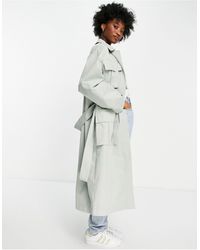 ASOS Luxe - trench-coat oversize à poches - sauge - Gris