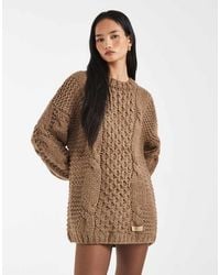 Kiwi & Co - Orla Hand-knitted Cable Knit Balloon Sleeve Mini Jumper Dress - Lyst