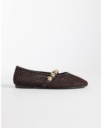 River Island - Crochet Ballet Flats With Detail - Lyst