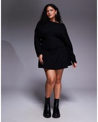 ASOS - Asos Design Curve Supersoft Slash Neck Blouson Batwing Mini Dress - Lyst