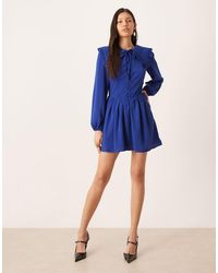 Glamorous - Collared Long Sleeves Mini Dress - Lyst