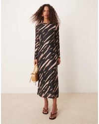 New Look - Long Sleeve Mesh Midi Dress - Lyst