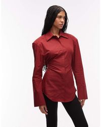 ASOS - Cinched Shoulder Pad Tie Back Shirt - Lyst